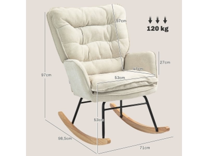  Fauteuil à bascule beige avec dossier ergonomique pour salon  - Conforama B