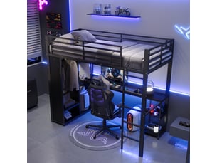 Lit mezzanine 90x200 cm <strong></strong> <strong></strong> coloris noir