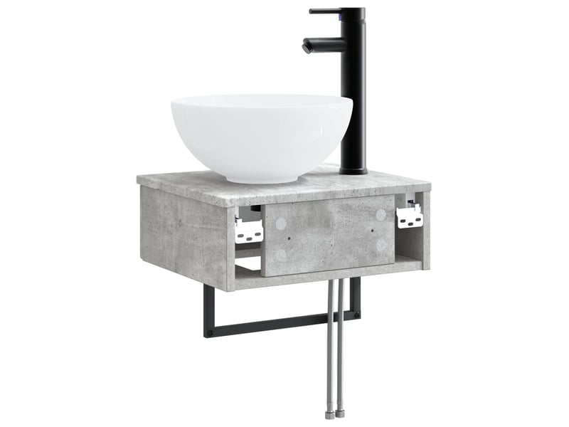  Basin de lavage mural, lavabo gris béton 40x35x39 cm  - Conforama E