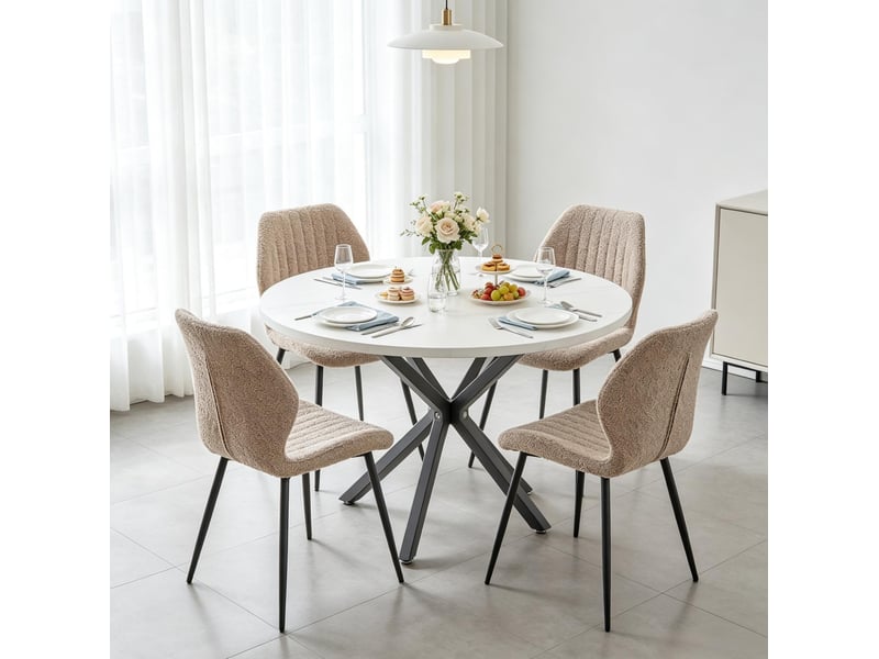  Lot de 4 chaises de salle à manger 48x42x86 cm revêtement souple métal marron  - Conforama C