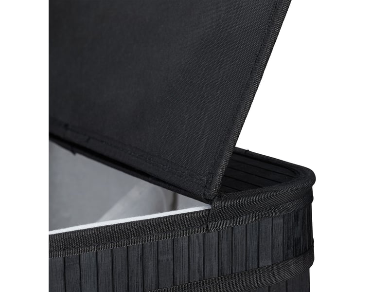  Panier à linge en bambou 63 x 55 x 35 cm avec couvercle aéré 2 compartiments déco salle de bain en bambou naturel 13_0006479  - Conforama C
