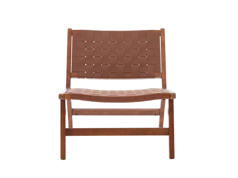  Lot de 1 chaise de détente sans accoudoirs marron 71x66x72 cm, tressage pu cadre bois style industriel  - Conforama D