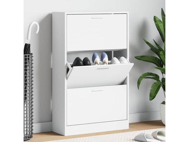  Meuble à chaussure | armoire à chaussure blanc brillant 63x24x103 cm bois ingénierie  - Conforama B