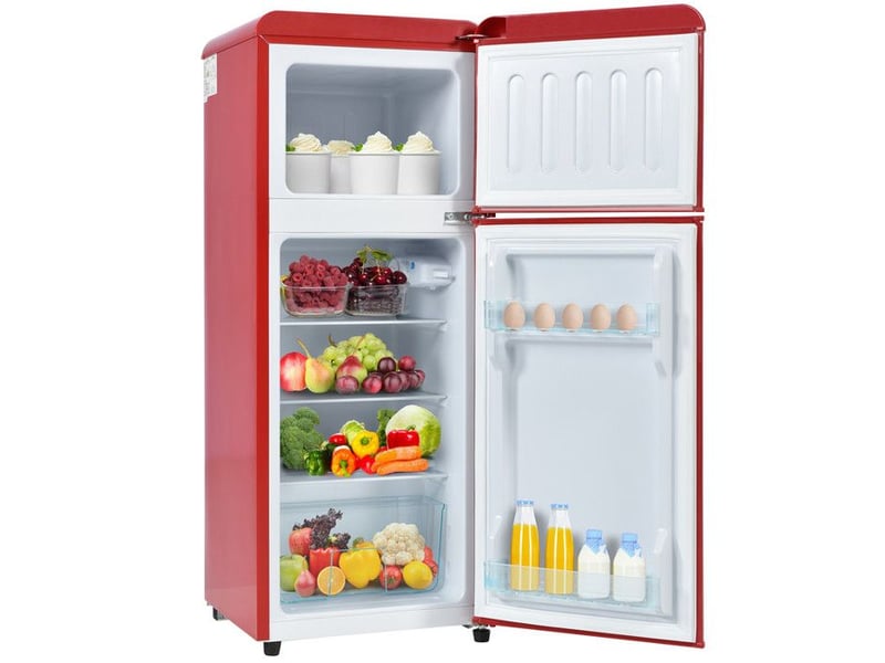  Réfrigérateur rétro - truxen8 - 92l - deux portes - énergie classe d - rouge 105.5x41x45.5cm - Conforama B
