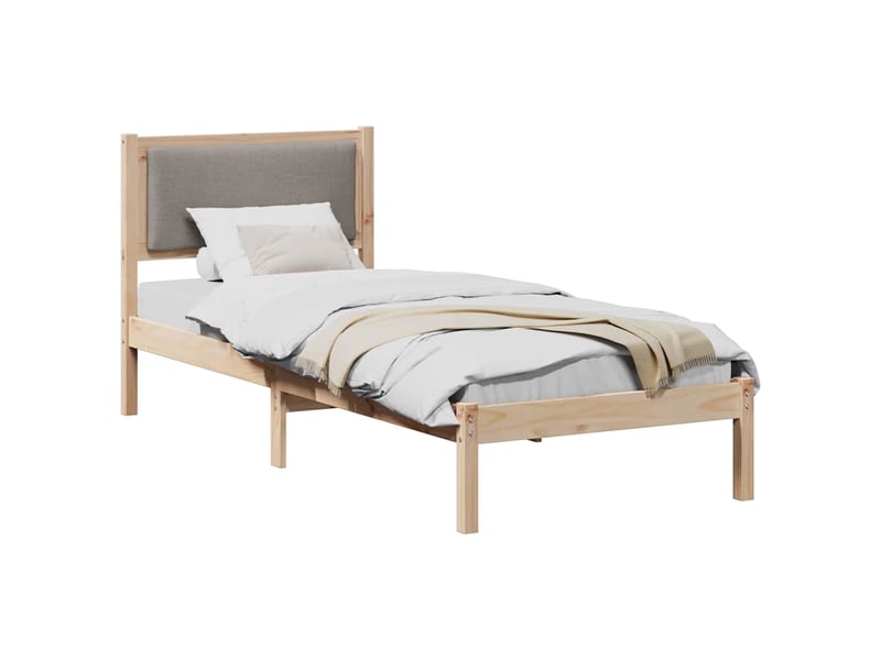  Lit simple- lit adulte -  cadre de lit avec tête de lit taupe 80 x 200 cm pin massif  - Conforama B
