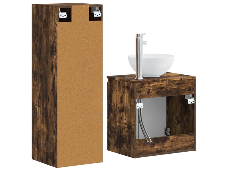 Ensemble de mobilier de salle de bain 2 pcs chêne fumé shl6556 - Conforama E