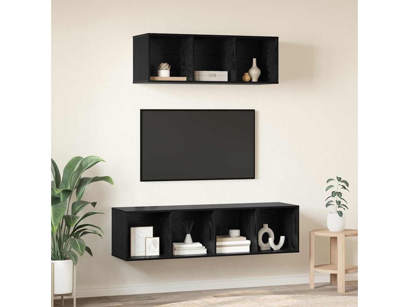  Ensemble meuble tv - banc tv - meuble de rangement 2 pcs chêne noir bois d'ingénierie  - Conforama D