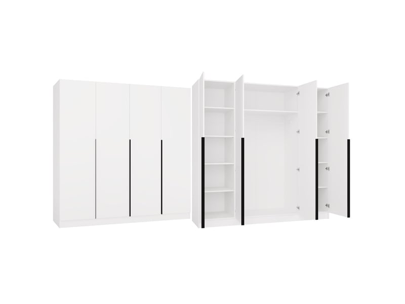  Senso 4d - armoire - 4 portes - 200x200 cm - poignées noires - blanc  - Conforama A