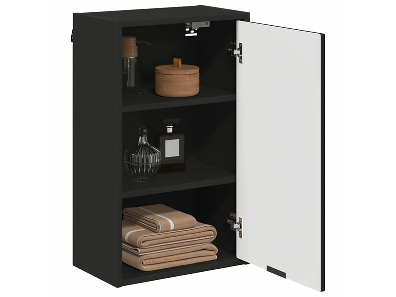  Cabinet salle de bain mural, meuble de rangement noir 39x23.5x65 cm  - Conforama C