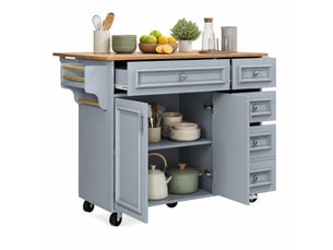 Îlot de cuisine desserte pliable 110 x 4575 x 92 cm en mdf et métal bleu clair