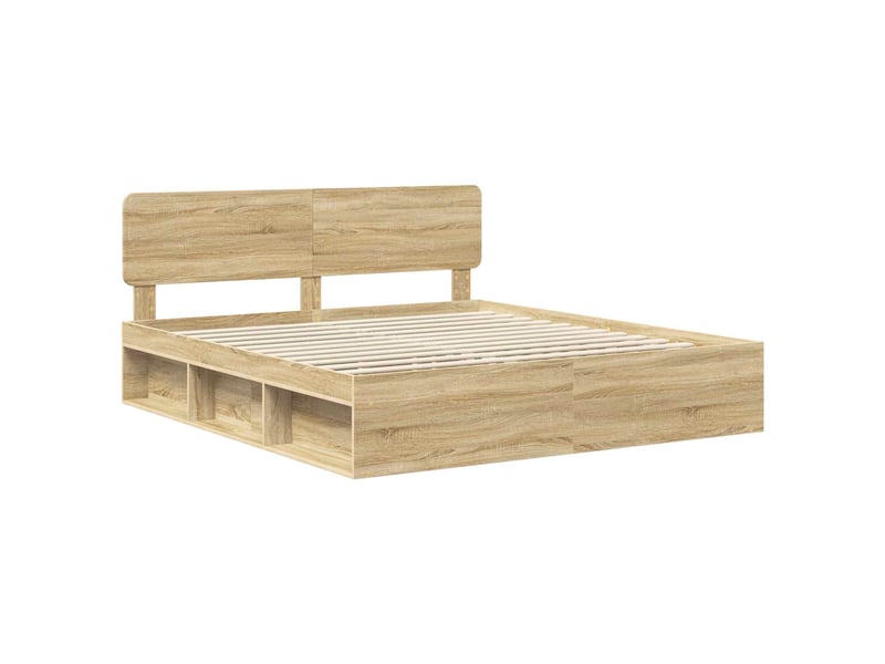  Lit double- lit adulte -  cadre de lit avec tête de lit sonoma 200 x 200 cm pin massif  - Conforama C