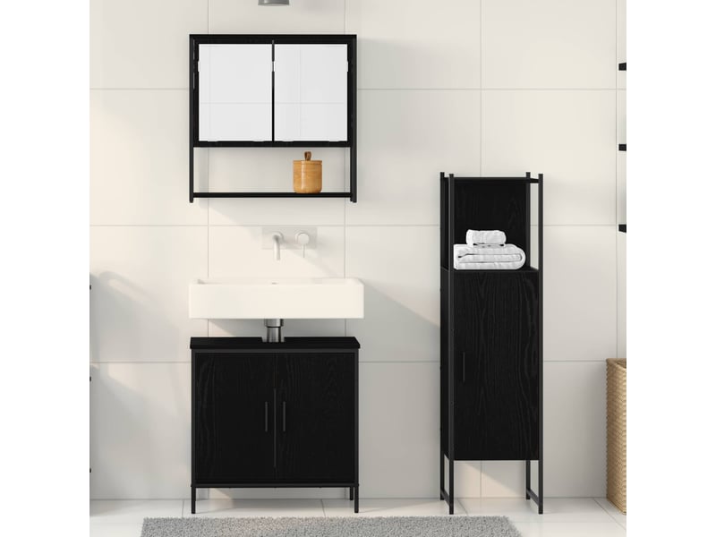 Ensemble de mobilier de salle de bain 3 pc noir cf64412 - Conforama D