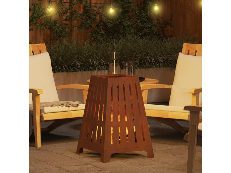  Brasero exterieur, foyer rouillé 50x50x70 cm acier patiné  - Conforama D
