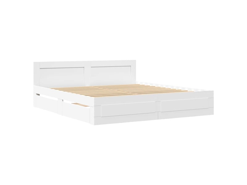  Lit double- lit adulte -  cadre de lit avec tête de lit sans matelas blanc 200x200 cm  - Conforama B