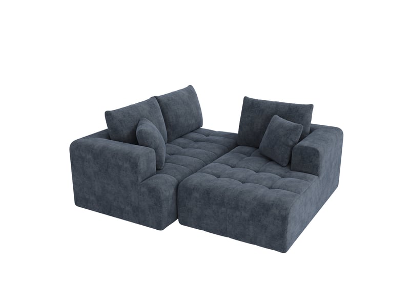  Canapé d'angle en l modulable 3-4 places 244,5 cm bleu en chenille, design cloud sans cadre, sans montage Fay Lum - Conforama D