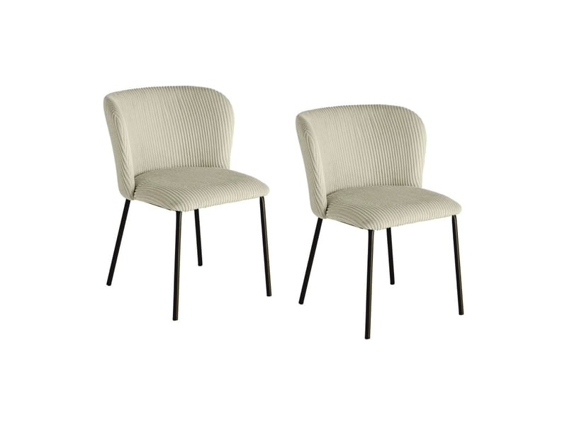  Lot de 2 chaises pavia vert menthe en tissu côtelé – dossier courbe et piètement noir élancé  - Conforama A