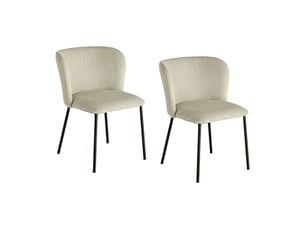 Lot de 2 chaises pavia vert menthe en tissu côtelé – dossier courbe et piètement noir élancé