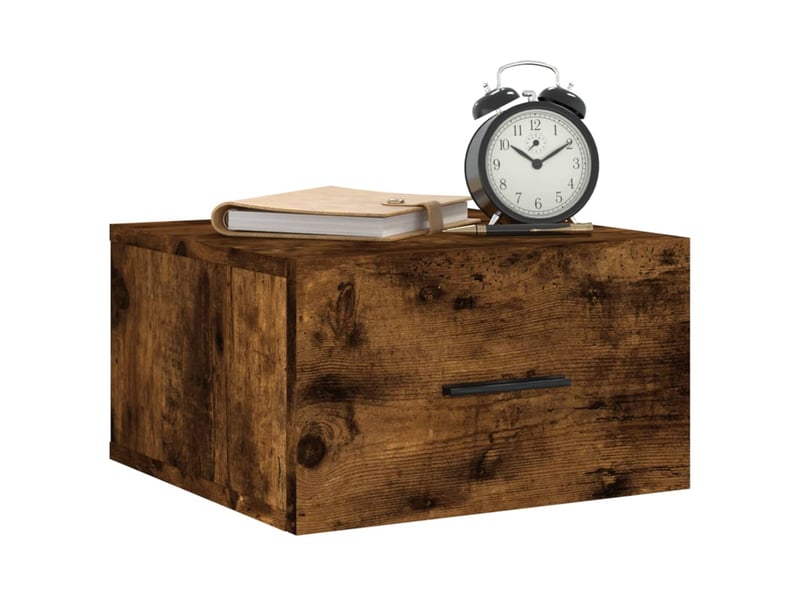  Table de chevet chanmbre, table d'appoint murale chêne fumé 35x35x20 cm shl683  - Conforama C