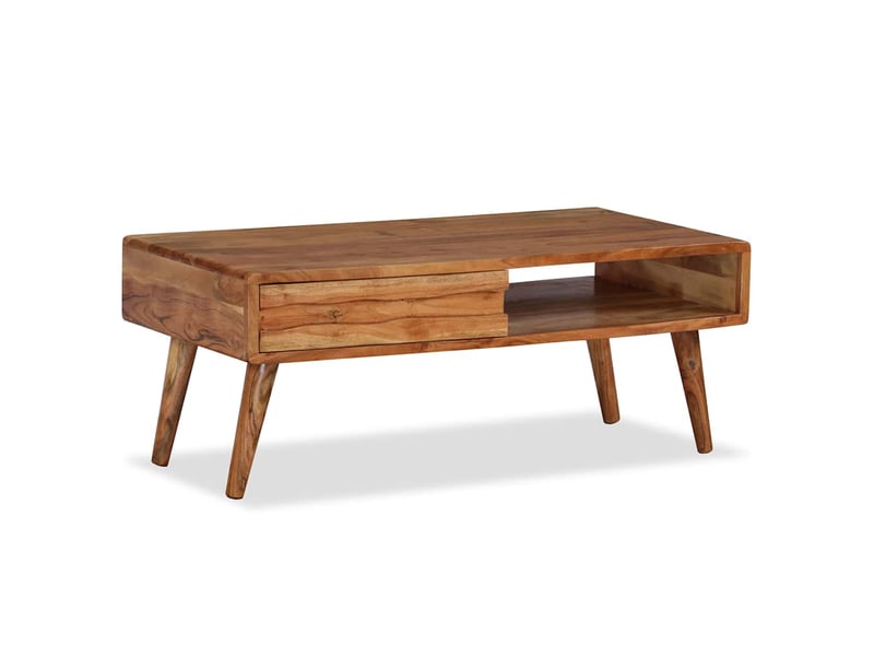  Table basse - table de salon - table à café bois massif avec tiroir sculpté 100x50x40 cm  - Conforama B