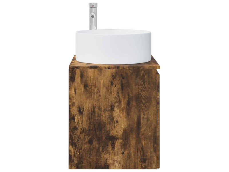  Meuble de lavabo mural, rangement salle de bain chêne fumé 49.5x44.5x65.5 cm  - Conforama D