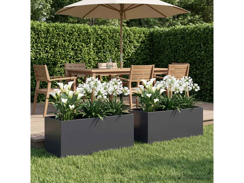  Jardinière - cache-pot de jardin 2 pcs anthracite 100 x 40 x 40 cm  - Conforama B