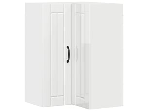 Meuble mural de cuisine, armoire d'angle cuisine lucca blanc brillant 57x57x80cm