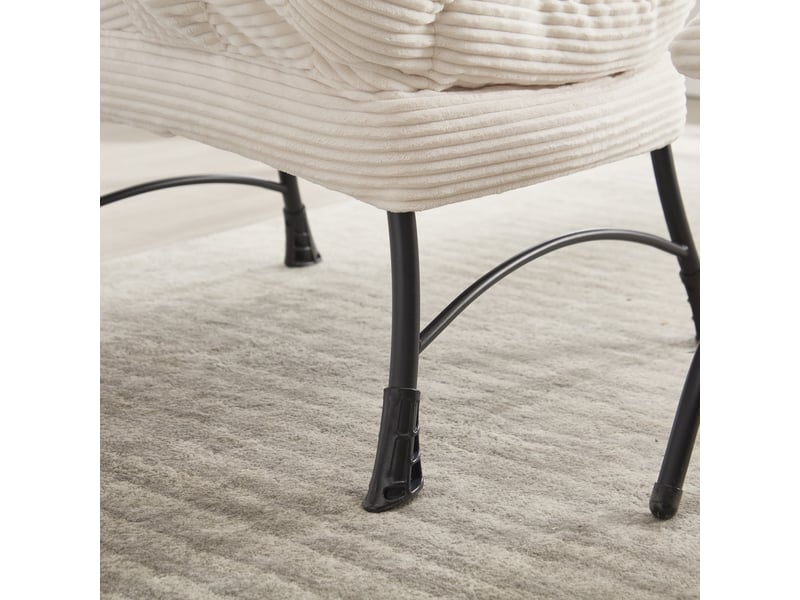  Fauteuil lounge 70x64x95cm – fauteuil de relaxation ergonomique rembourré avec repose-pieds et poche latérale – blanc  - Conforama E