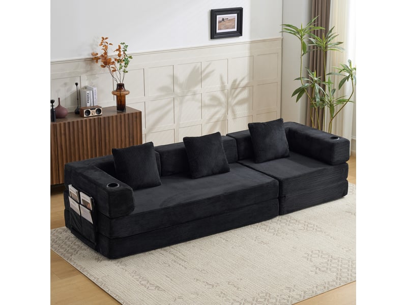  Canapé-lit de sol convertible 277,5x92,5x60 cm noir  - Conforama B