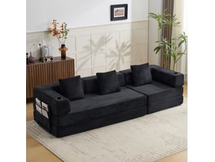 Canapé-lit de sol convertible 277,5x92,5x60 cm noir