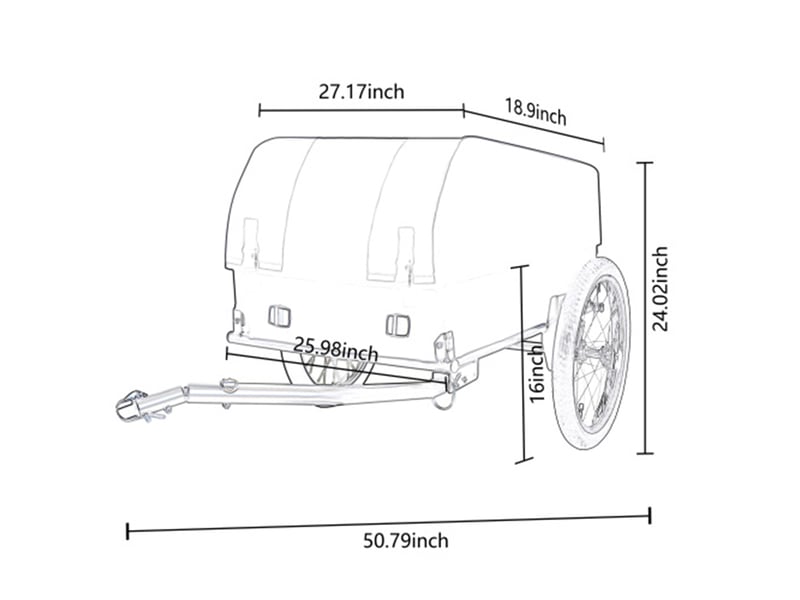  Remorque vélo cargo grisnoir 40 kg, roues 16 pouces, housse étanche amovible  - Conforama C