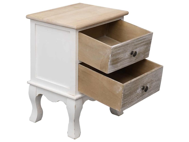 Lot de 2 tables de chevet - cabinet de chevet - table de nuit 35x30x50 cm bois de paulownia  - Conforama D