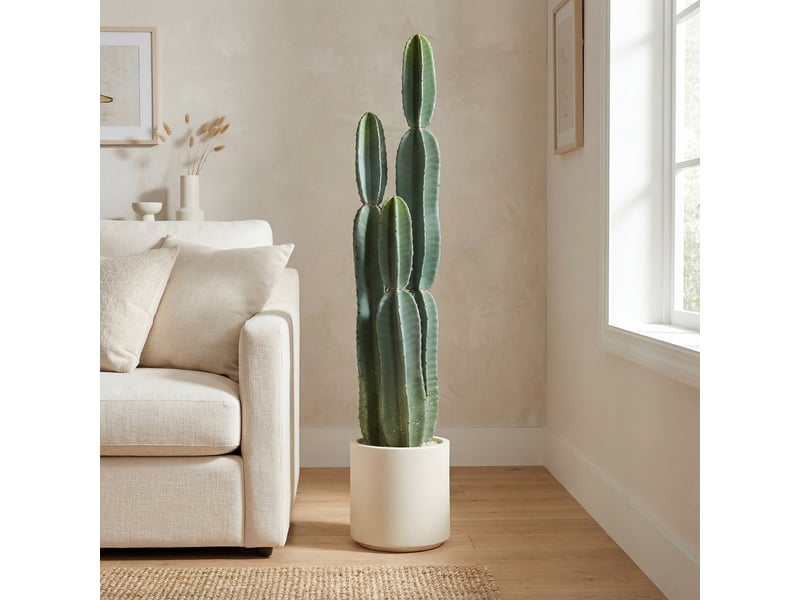  Cactus artificiel, grand modèle, 111 cm, plante artificielle en pot pour bureau ou salon  - Conforama C