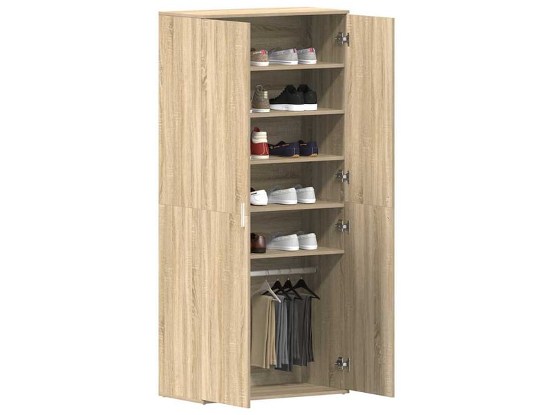 Meuble à chaussure, cabinet à chaussures 80x39x178 cm bois d'ingénierie shl2448 - Conforama C