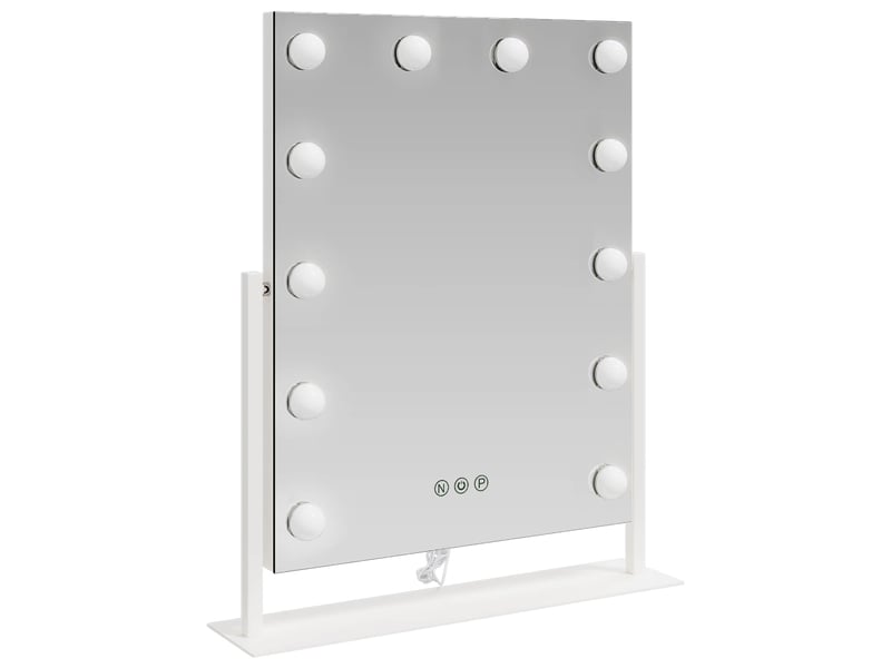 Miroir de coiffure led blanc 44 x 10 x 53 cm verre et acier cf62697 - Conforama D
