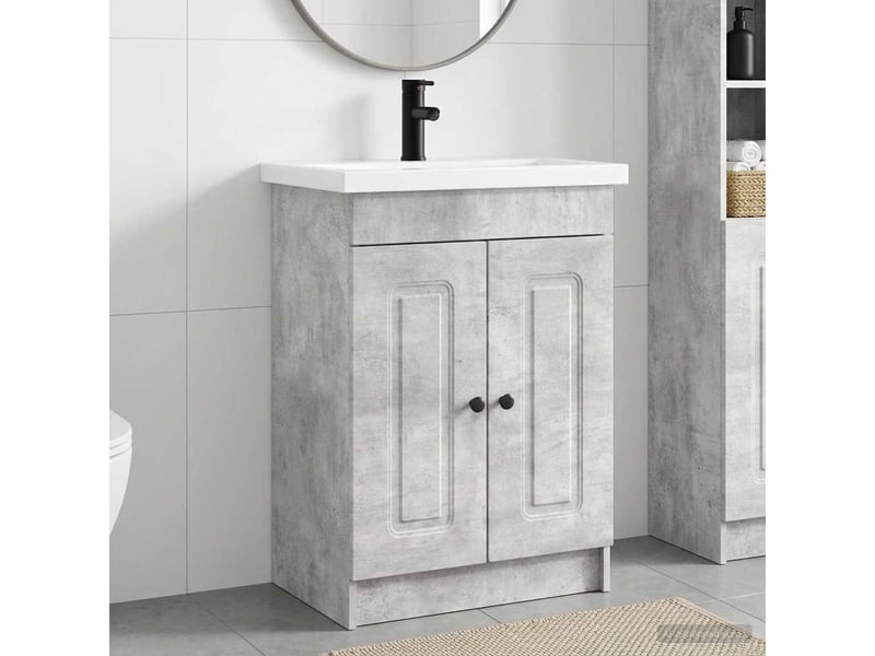 Ensemble de mobilier de salle de bain gris béton shl6779 - Conforama B
