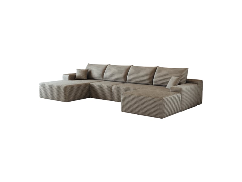  Canapé d’angle modulaire 340 cm sans accoudoirs – méridienne en l – assise profonde – couleur camel  - Conforama A