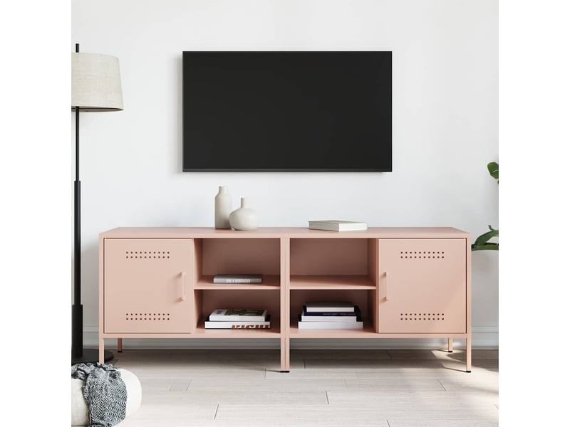  Lot de 2 meuble tv bas salon rose 68x39x50,5 cm acier shl98757  - Conforama C