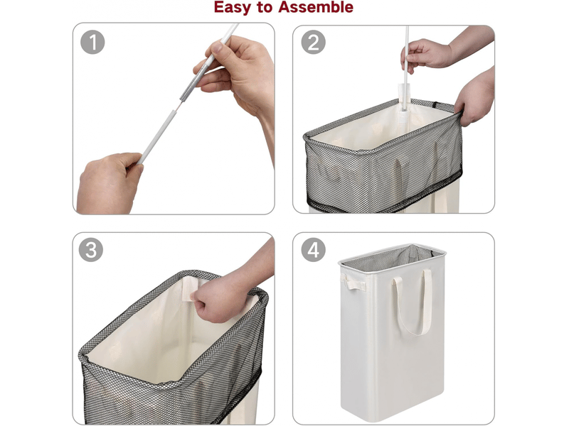  Panier à linge étroit avec poignée, pliable, adapté aux buanderies, dortoirs et chambres, 48l, beige  - Conforama E