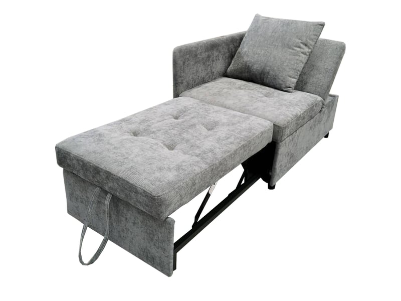 Canapé droit convertible 1 pl lin gris clair canapé gris - Conforama A