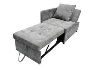 Canapé droit convertible <strong>MERAX</strong> <strong>canapé gris</strong> 1 place Polyester gris