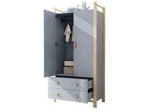 Armoire 2 portes avec penderie et 2 tiroirs