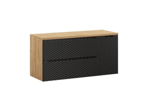Ensemble de salle de bain yoka noir : meuble sous vasque à tiroirs et placard 120 cm + plan vasque