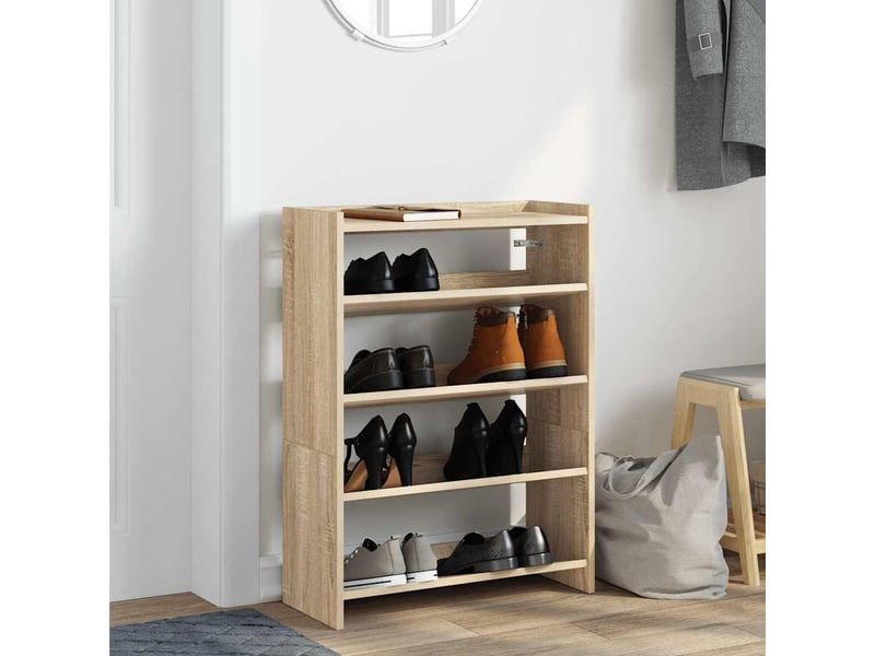 Meuble à chaussures, étagère à chaussures chêne sonoma 60x25x81 cm bois d'ingénierie  - Conforama C
