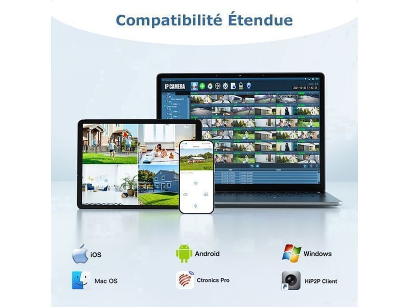  Caméra wifi ptz extérieure 2.5k 4mp double objectif avec zoom hybride 6x vision nocturne couleur ip66 blanc  - Conforama C