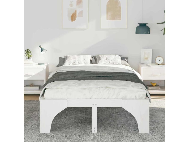 Lit double- lit adulte - cadre de lit blanc 120 x 190 cm pin massif - Conforama B