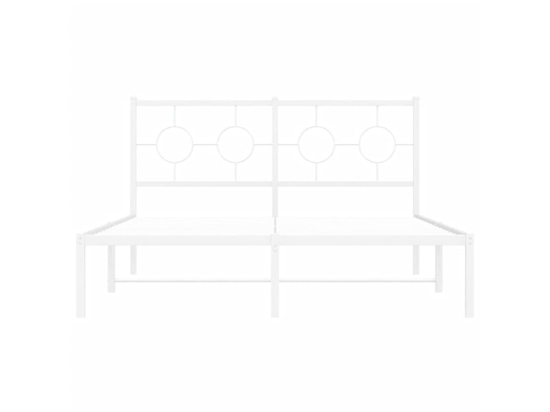  Lit double- lit adulte -  cadre de lit métal sans matelas et tête de lit blanc 140x200 cm  - Conforama D