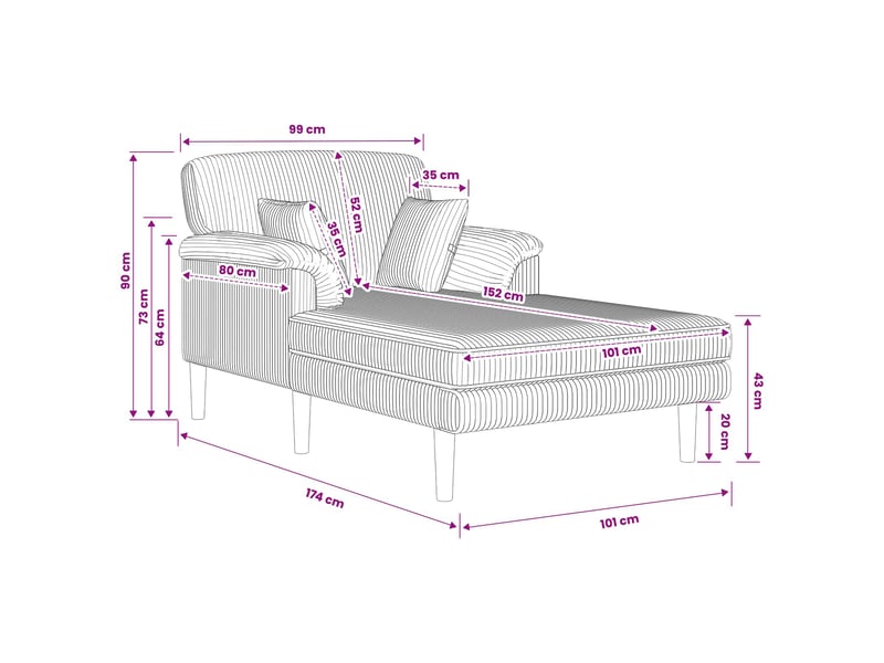  Vidaxl méridienne gris clair tissu en velours côtelé  - Conforama C