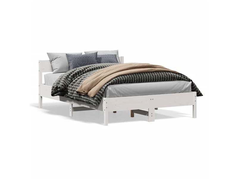  Lit double- lit adulte -  cadre de lit sans matelas blanc 120x190 cm bois de pin massif  - Conforama A
