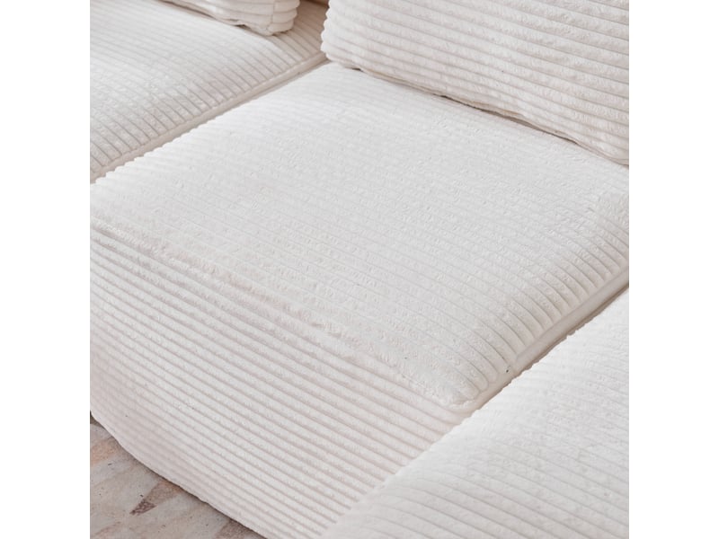  Canapé 2 places velours côtelé beige avec porte-gobelets 265 cm - compact et assise moelleuse  - Conforama E