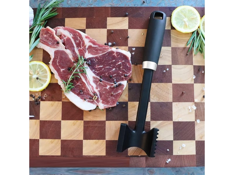  Attendrisseur de viande en acier inoxydable, marteau à viande double face pour steak, poulet, porc, sécurité du lave-vaisselle - noir  - Conforama E
